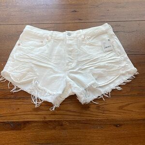 We The Free - Free People White Distressed Shorts Size 28 NWT's Button Fly